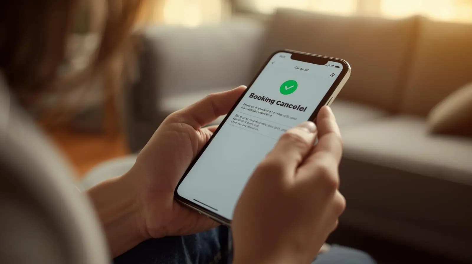 Smartphone affichant une confirmation d'annulation de réservation parking aéroport CDG